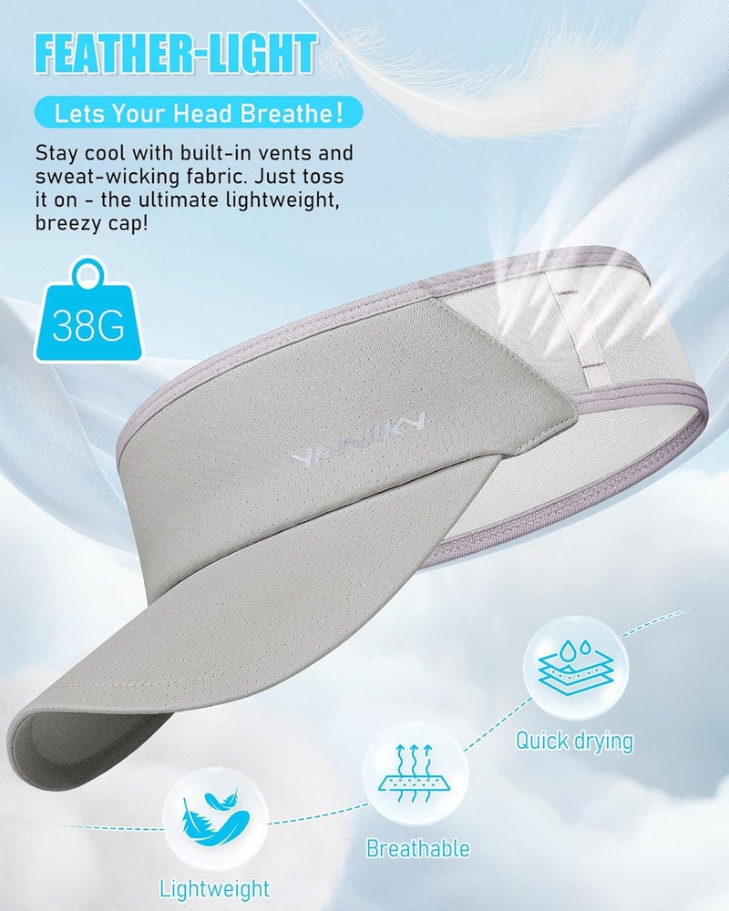 YANIKY Sports Sun Visor Hats for Women Men Lightweight Breathable Cooling Stretchy Visors Foldable UPF 50+ for Running Tennis Golf - Image 5
